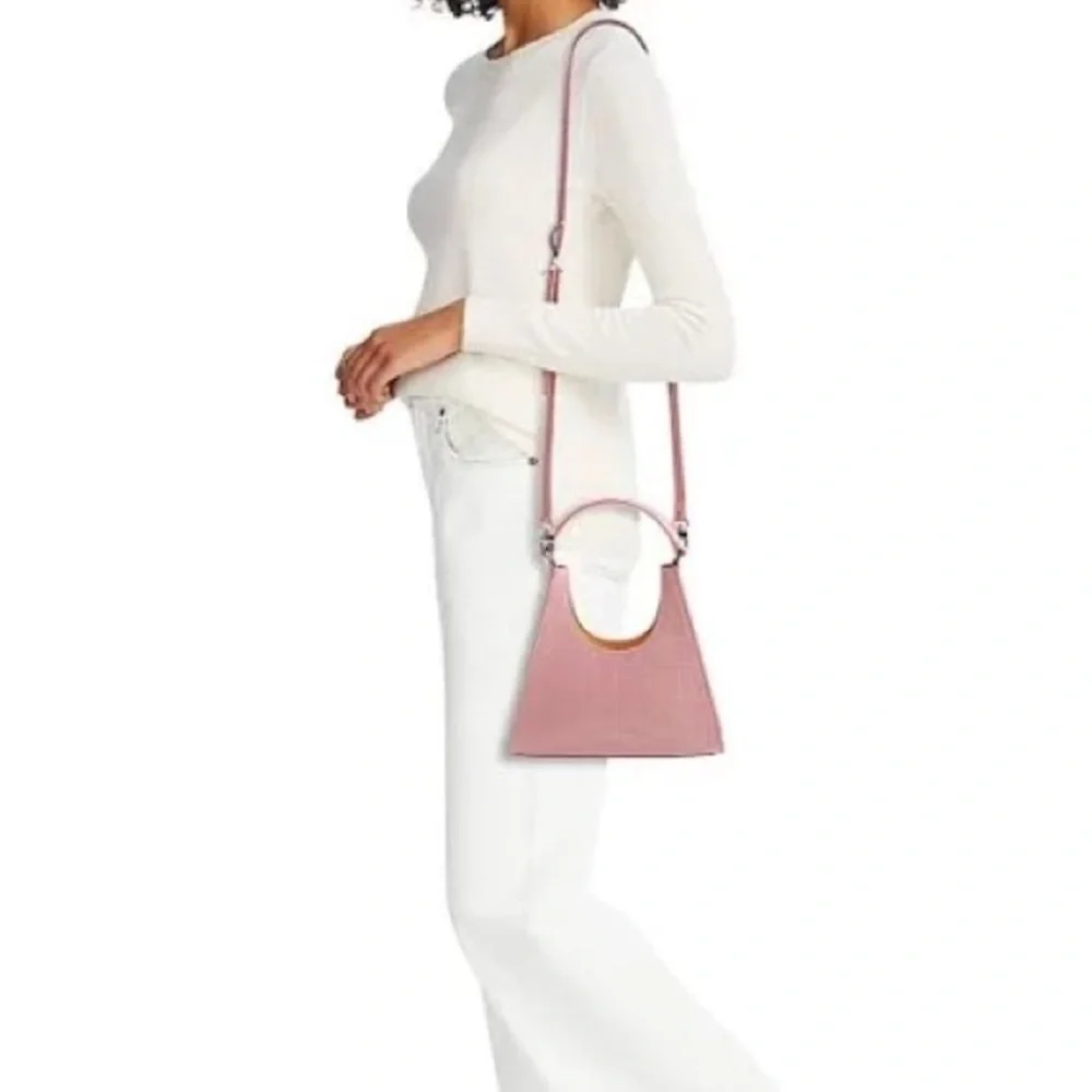 STAUD Mini Croc‎ Embossed Leather Hobo Bag